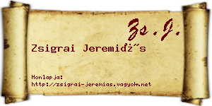 Zsigrai Jeremiás névjegykártya